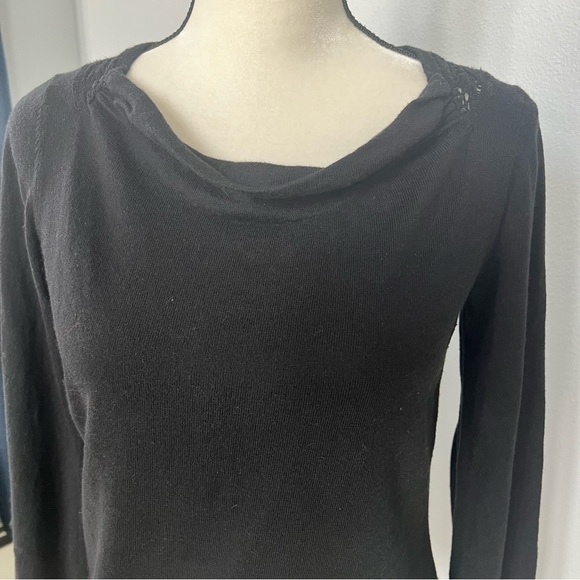 Anthropologie by Sparrow Black Sweater with Crochet Lace Back - Picture 3 of 12